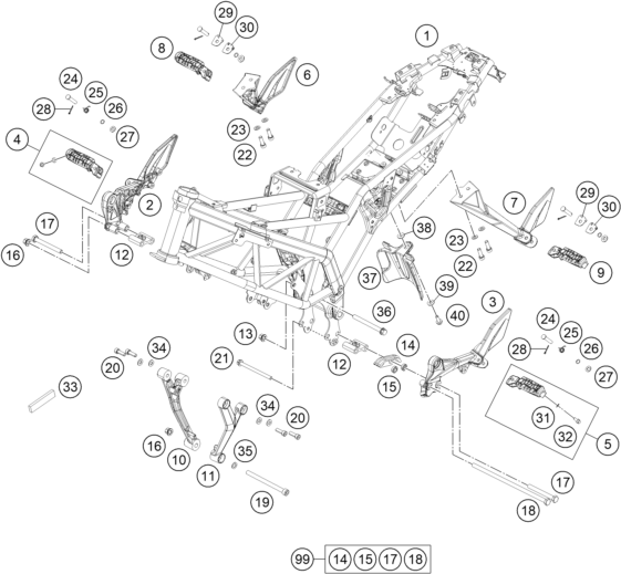 vue éclatée cadre - ktm 250 duke bl. abs b.d. 16 eu 2016