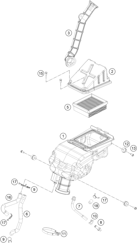 vue éclatée filtre à air - ktm 250 duke bl. abs b.d. 16 eu 2016