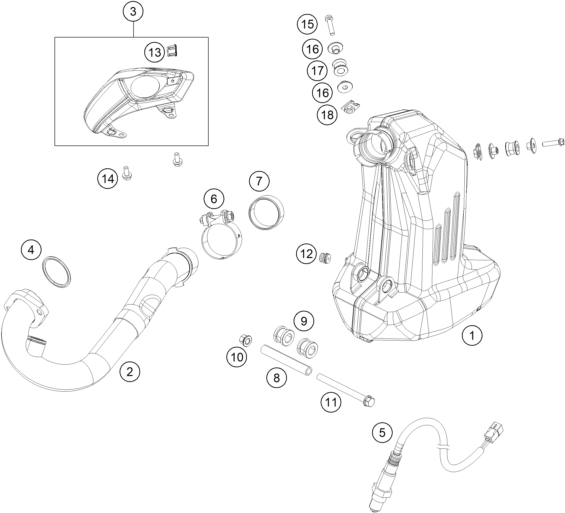 vue éclatée système d'echappement - ktm 250 duke bl. abs b.d. 16 eu 2016
