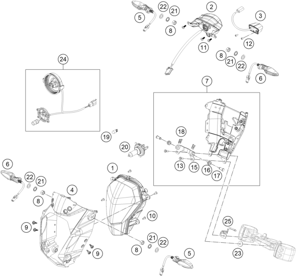 vue éclatée éclairage - ktm 250 duke bl. abs b.d. 16 eu 2016