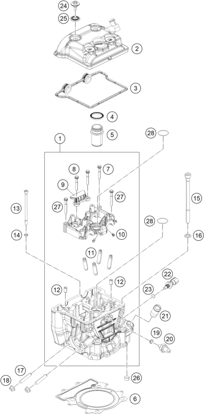 vue éclatée culasse - ktm 250 duke bl. abs b.d. 16 eu 2016