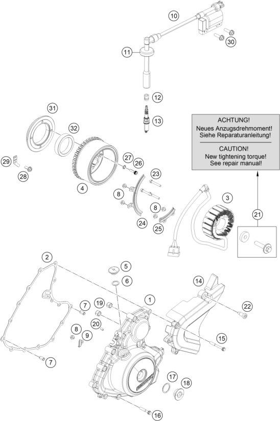 vue éclatée système de allumage - ktm 250 duke bl. abs b.d. 16 eu 2016