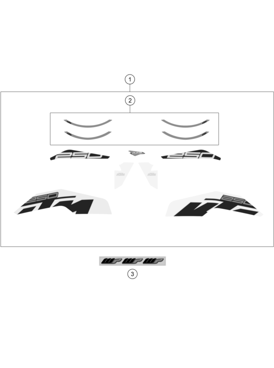 vue éclatée kit déco - ktm 250 duke, white, - b.d. eu 2019