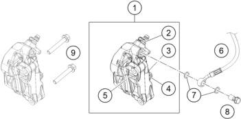 vue éclatée étrier de frein avant - ktm 250 duke, white, - b.d. eu 2019
