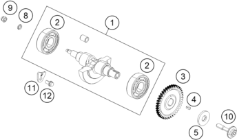 vue éclatée arbre d'équilibrage - ktm 250 duke, white, - b.d. eu 2019