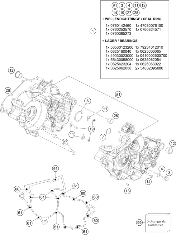 vue éclatée carter moteur - gasgas ec 300 eu 2024