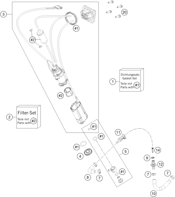 vue éclatée pompe à essence - gasgas ex 250f us 2021