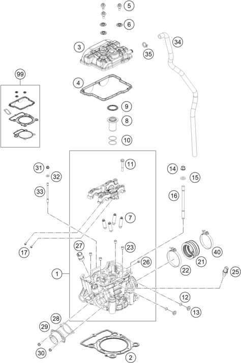 vue éclatée culasse - gasgas ex 250f us 2022