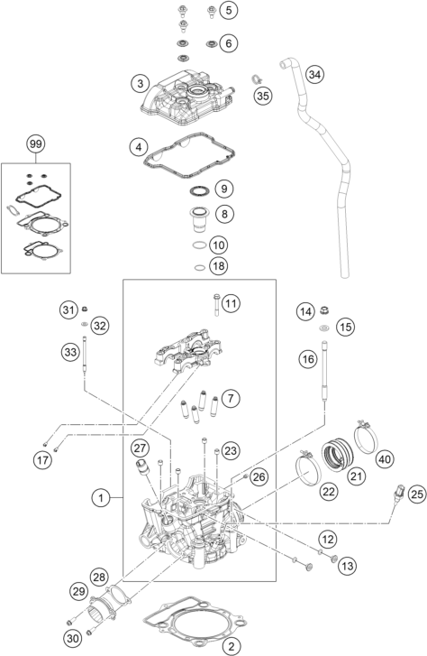 vue éclatée culasse - gasgas ex 350f us 2021