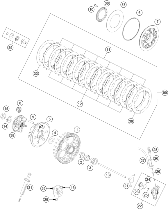 vue éclatée embrayage - gasgas ex 450f us 2021