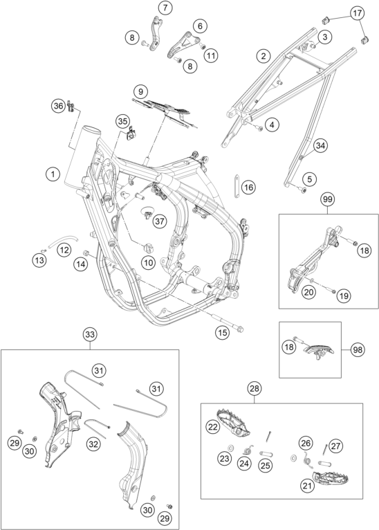 vue éclatée cadre - gasgas ex 450f us 2022