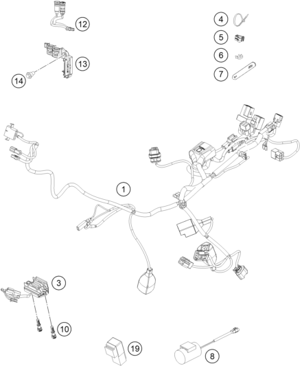 vue éclatée faisceau de câbles - gasgas ex 450f us 2023