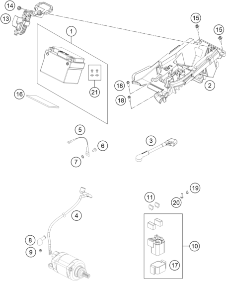 vue éclatée batterie - gasgas ex 450f us 2023