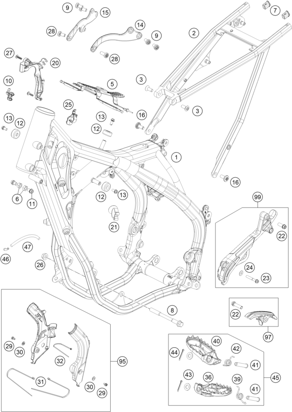 vue éclatée cadre - gasgas ex 300 us 2021