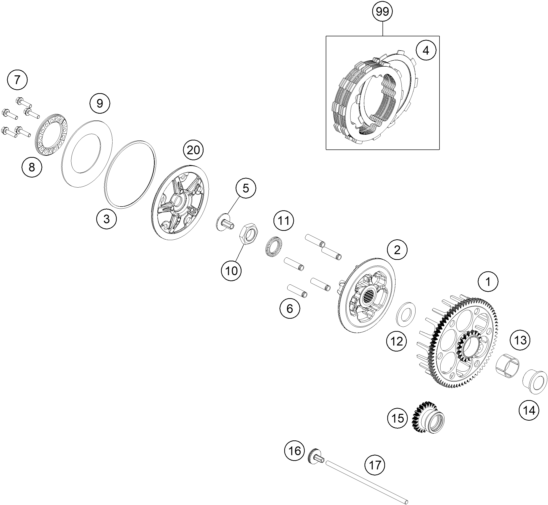 vue éclatée embrayage - gasgas ec 125 eu 2025