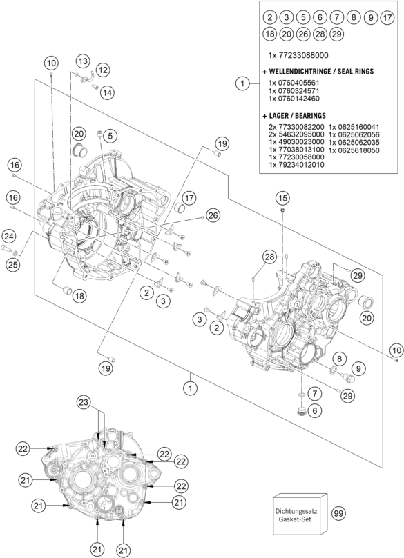 vue éclatée carter moteur - gasgas ec 250f eu 2021