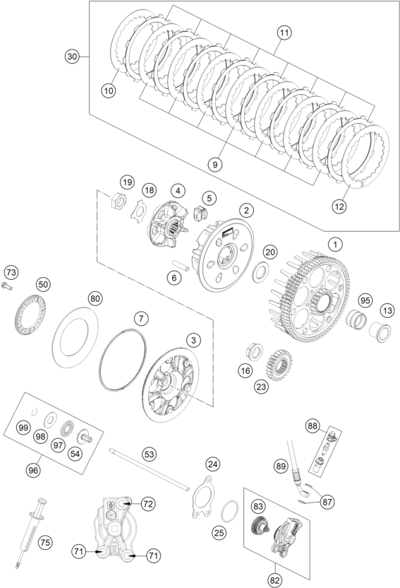 vue éclatée embrayage - gasgas ec 250f eu 2021