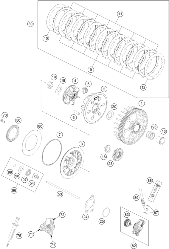 vue éclatée embrayage - gasgas ec 250f eu 2022