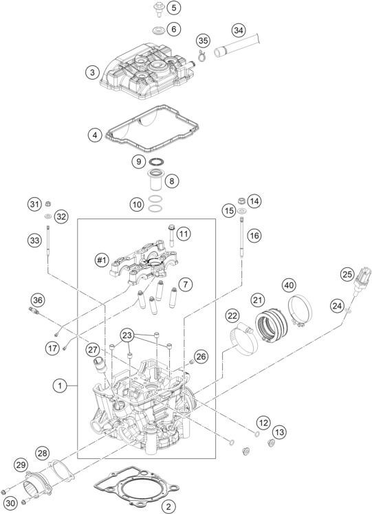 vue éclatée culasse - gasgas ec 250f eu 2023