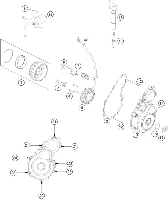 vue éclatée système de allumage - gasgas ec 250f eu 2023