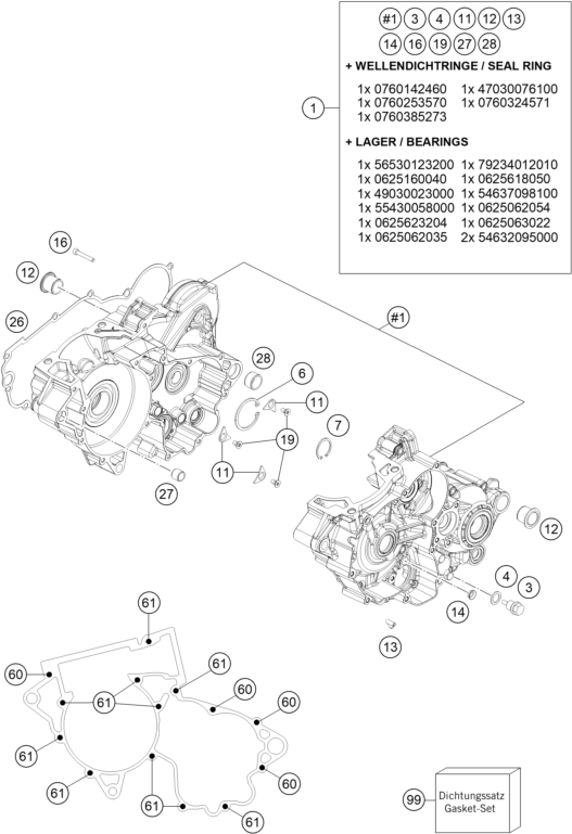 vue éclatée carter moteur - gasgas ec 250 us 2022