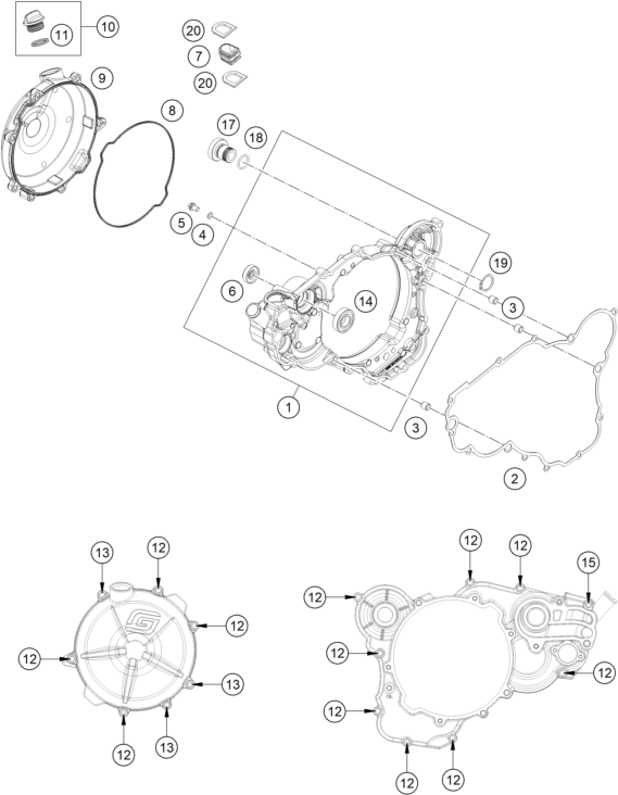 vue éclatée couvercle d’embrayage - gasgas ec 250 us 2022