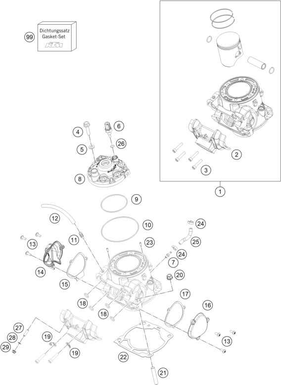vue éclatée cylindre, culasse - gasgas ec 250 us 2022