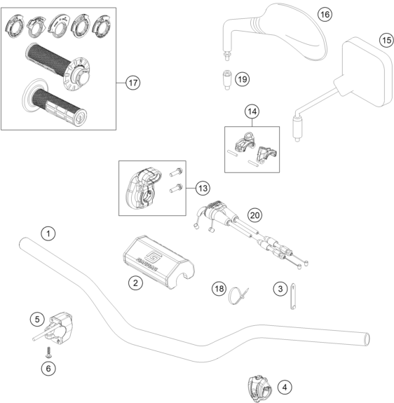 vue éclatée guidon, armatures - gasgas ec 250 eu 2024