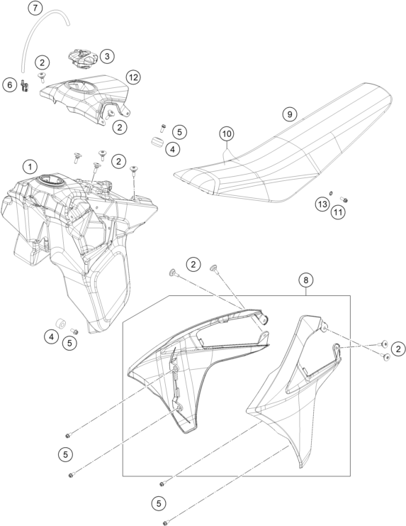 vue éclatée réservoir, selle - gasgas ec 250 eu 2024
