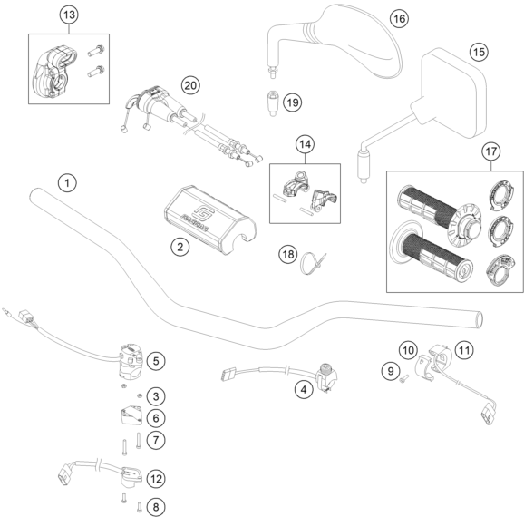 vue éclatée guidon, armatures - gasgas ec 350f eu 2023