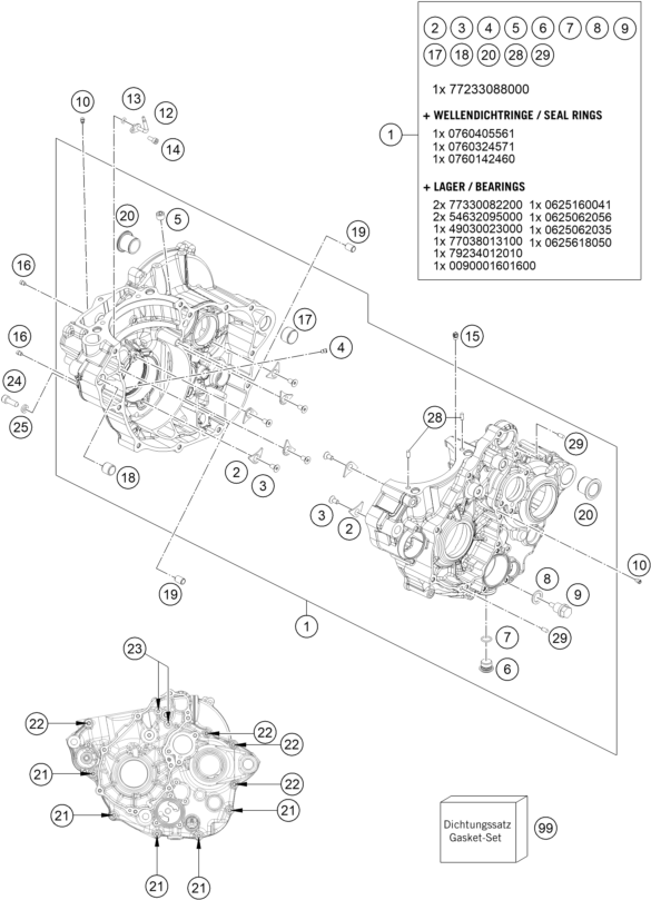 vue éclatée carter moteur - gasgas ec 350f eu 2023
