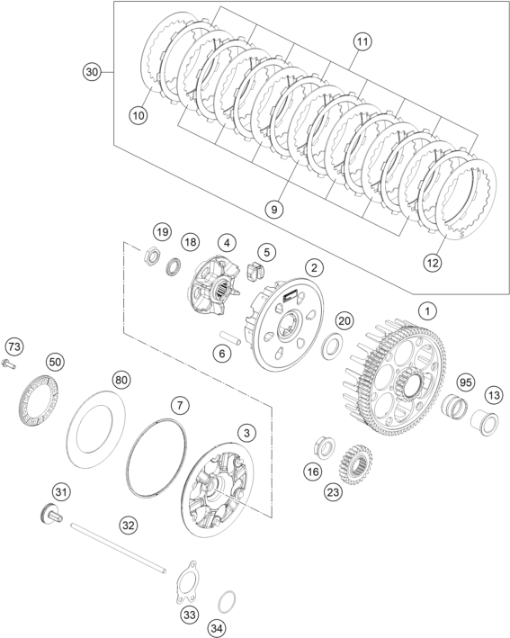 vue éclatée embrayage - gasgas ec 350f eu 2023