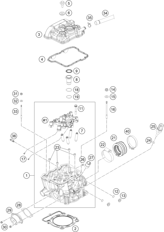 vue éclatée culasse - gasgas ec 350f eu 2023