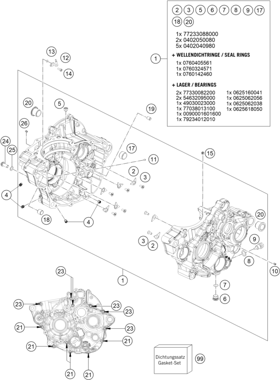 vue éclatée carter moteur - gasgas ec 350f eu 2024