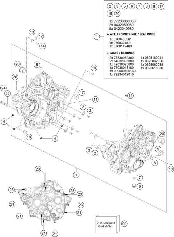 vue éclatée carter moteur - gasgas ec 350f eu 2026