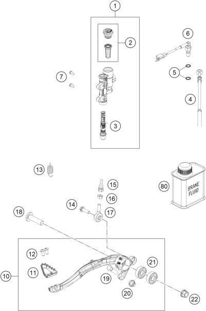 vue éclatée système de frein arrière - gasgas ec 450f eu 2024
