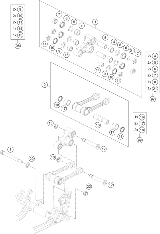 vue éclatée articulation de l'amortisseur pro lever - gasgas ec 300 eu 2022