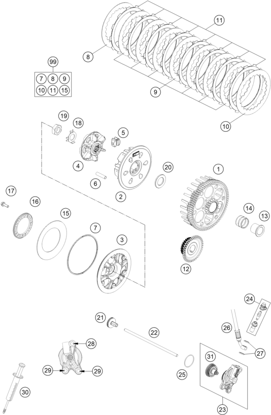 vue éclatée embrayage - gasgas ec 300 eu 2022