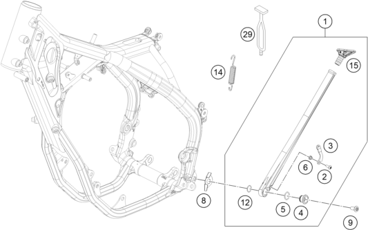 vue éclatée béquille latérale / béquille centrale - gasgas ec 300 us 2022