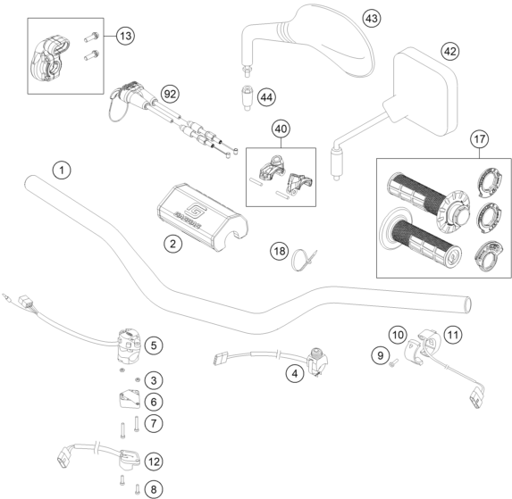 vue éclatée guidon, armatures - gasgas ec 300 eu 2023
