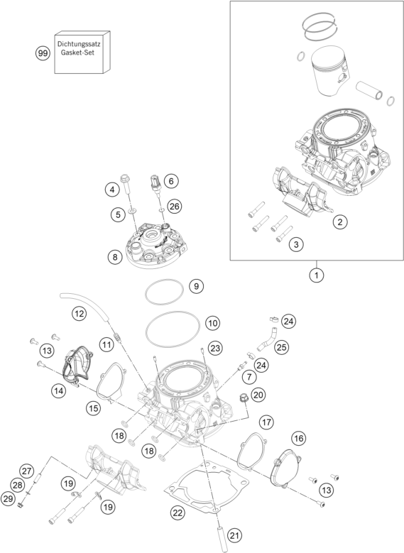 vue éclatée cylindre, culasse - gasgas ec 300 eu 2023