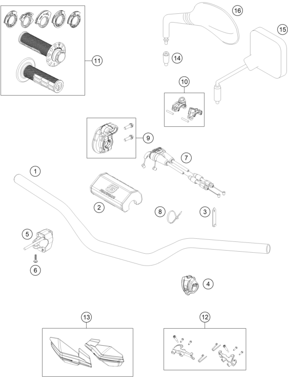 vue éclatée guidon, armatures - gasgas ec 300 gp eu 2025