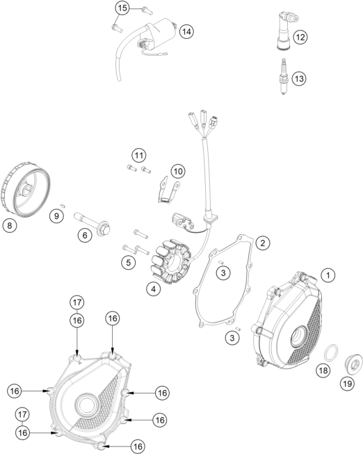 vue éclatée système de allumage - gasgas ec 500f eu 2025