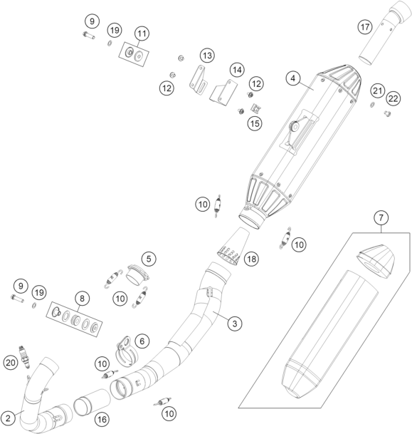 vue éclatée système d'echappement - gasgas rx 450f replica 2024