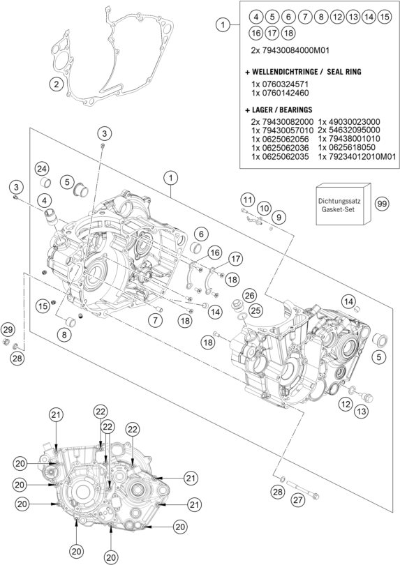 vue éclatée carter moteur - gasgas rx 450f replica 2024