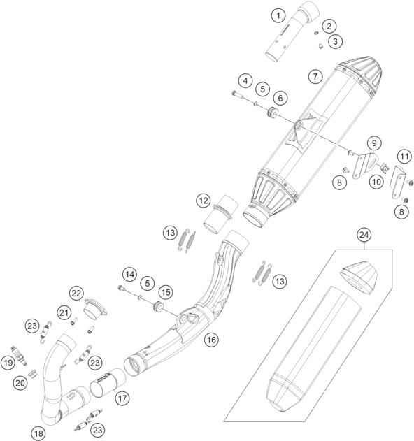 vue éclatée système d'echappement - gasgas rx 450f replica 2025