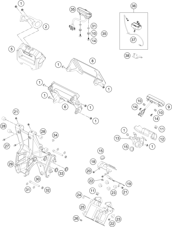 vue éclatée instruments / système de verrouillage - gasgas rx 450f replica 2025
