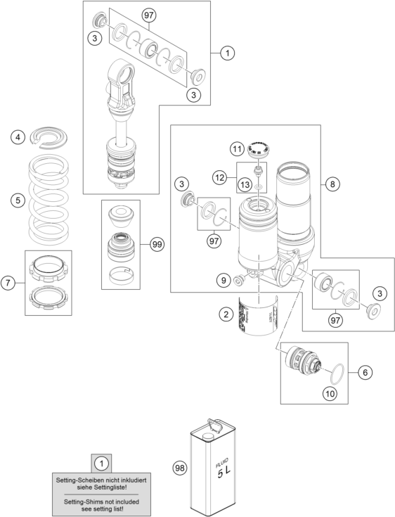 vue éclatée armortisseur - gasgas mc-e 5 eu 2021