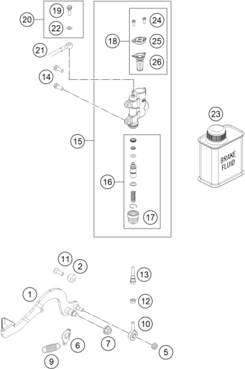 vue éclatée système de frein arrière - gasgas mc-e 5 2024