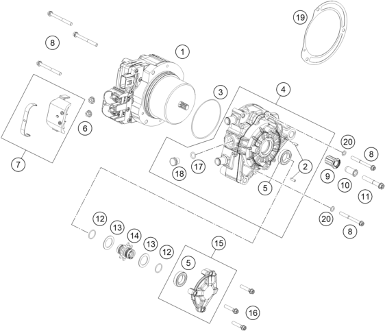 vue éclatée carter moteur - gasgas mc-e 5 2025